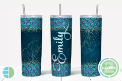 Skinny Tumbler Sublimation Designs Glitter Mermaid Customize Product Image 1