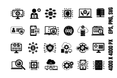 Black Icon Set Information Technology Product Image 1