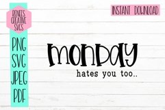 Monday hates you too| Funny SVG | SVG Cutting File Product Image 1