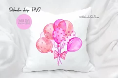 Pink balloons sublimation design | Birthday balloons PNG Product Image 3