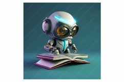3D Render Robot Reading a Book, Ai Generated Product Image 1