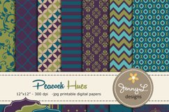 Peacock Hues Digital Papers  Product Image 1