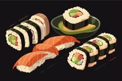 Traditional Sushi roll set plate. Generate Ai Product Image 1