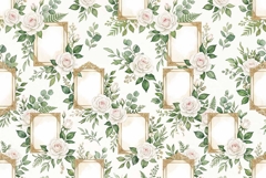 wedding photo frames white roses gold corners and greenery Product Image 1