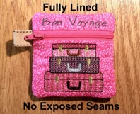 Bon Voyage Zipper Bag / Fully Lined, 4X4 HOOP Product Image 4
