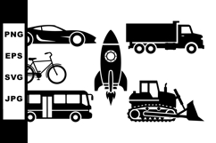 Silhouette Vehicle Clipart Bundle For Crafts Product Image 1
