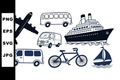 Vintage Travel Transportation Vector Clipart Bundle Product Image 1