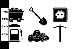 Coal Mining Tool Icon Vector Set Bundle Product Image 1