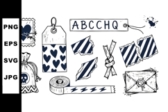 Hand Drawn Grunge Heart and Skull SVG Clipart Set Product Image 1