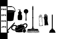 Household Cleaning Tools Vector Clipart Bundle Product Image 1