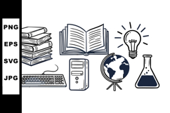 Vintage Educational Icon Clipart Set For Teaching Materials Product Image 1