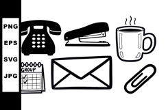 Hand Drawn Office Essentials Vector Icon Set Product Image 1