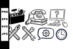 Vintage Office Tools Clipart Bundle for Crafting Product Image 1