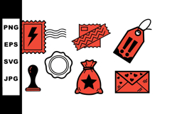 Vintage Postal Stamp Clipart Bundle for Invitations Product Image 1