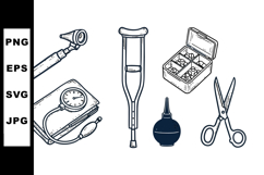 Hand Drawn Medical Equipment Vector Clipart Bundle Product Image 1