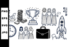 Hand Drawn Vintage Achievement Icon Set For Business Product Image 1