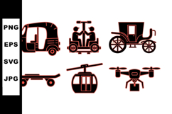 Retro Transportation Vector Icons Bundle For Crafts Product Image 1