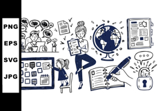 Hand Drawn Vintage Office Sketch Clipart Bundle Product Image 1