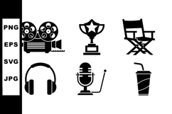 Vintage Movie Icons Vector Set for Media Projects Product Image 1
