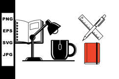 Minimalist Office Desk Vector Clipart Set For Creatives Product Image 1