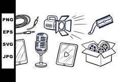 Vintage Film Production Equipment Clipart Bundle for Product Image 1