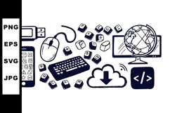 Hand Drawn Tech Vector Clipart Bundle Set Product Image 1