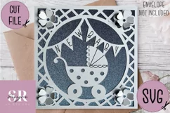 3D New baby card | Paper cutting | New baby card SVG Product Image 4