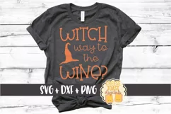 Witch Way To The Wine - Halloween SVG PNG DXF Cut Files Product Image 1