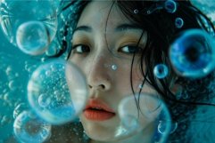 Serene underwater portrait with bubbles Product Image 1