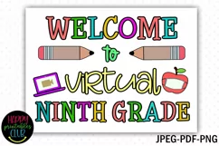 Welcome to Virtual Ninth Grade Sign I First Day School Sign Product Image 2