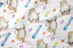 Watercolor fitness and yoga patterns with cute cats Product Image 4