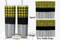 Tumbler Sublimation 20 oz Wrap | Yellow Check Barn Wood PNG Product Image 1