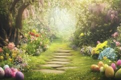 Forest Background Mockup, Easter Eggs Background PNG Product Image 1