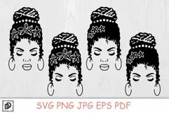 Messy Bun Mom SVG Mom Life Messy Bun Afro Women Wedding SVG Product Image 1