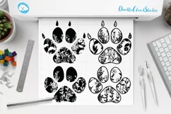Floral Pet Paw SVG, Dog svg, Cat svg, Floral Paw Print SVG. Product Image 1