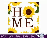 Home Sweet Home Sunflower Farmhouse Sign Svg Cut File Product Image 2