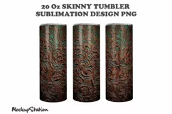 Tooled Leather 20oz Skinny Tumbler Sublimation Design PNG Product Image 2