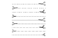 Scissor Line Vector. Set Dotted Cutting Lines. Black Scissor Product Image 1