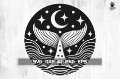 Celestial Whale Tail SVG, Magic Nautical Cut file PNG DXF Product Image 1