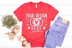 Bella Canvas 3001 Heather Red Mockup, Unisex Tshirt Mockup Product Image 1