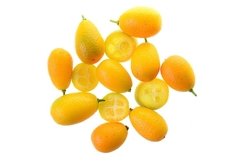 Stock Photo - Group of fresh kumquat close up top view. Product Image 1