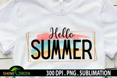 Sublimation Hello Summer Watercolor PNG T-Shirt Design Product Image 1