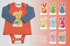 Easter Bunnies Stickers Clipart PNG files Set of 16 Product Image 2