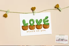 Stuck On You| Cactus Love Valentine Sublimation | Png Product Image 2