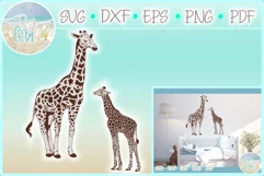 Mommy and Baby Giraffe SVG Dxf Eps Png PDF files for Cricut Product Image 1