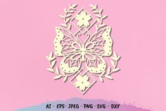 Geometrical Butterfly and Flowers Papercut Product Image 1