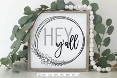 Hey Y'all - Southern Farmhouse Wreath Sign - SVG DXF Welcome Product Image 1