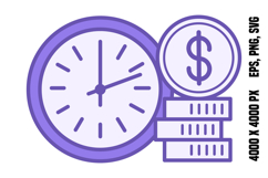 Colored Money Time Icon Product Image 1