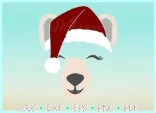 Polar Bear Face with Santa Hat Christmas SVG DXF EPS PDF PNG Product Image 2