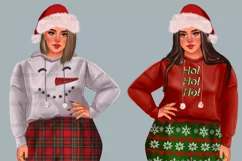 Christmas girl clipart, Plus size girl clipart, Xmas Product Image 3